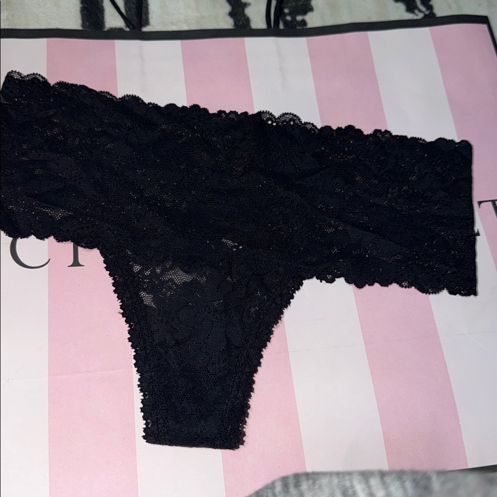 PINK Victoria's Secret Black Lace Panties - Picture 3 of 5